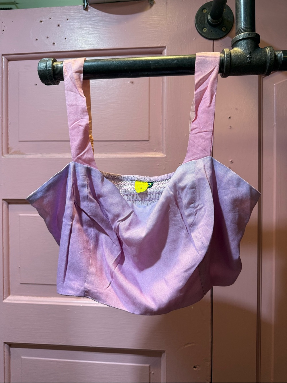 FARM Rio Lilac Square-Neck Crop Top with Pink Straps - Picture 3 of 9